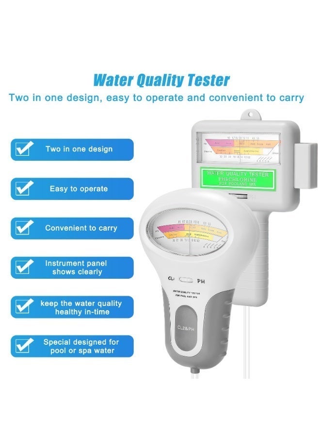 جهاز اختبار المياه والكلور – أداة اختبار مياه حمام السباحة والسبا (pH و Cl²) ، جسم بلاستيكي متين ، سهل الاستخدام ويعمل بالبطارية - Image 5